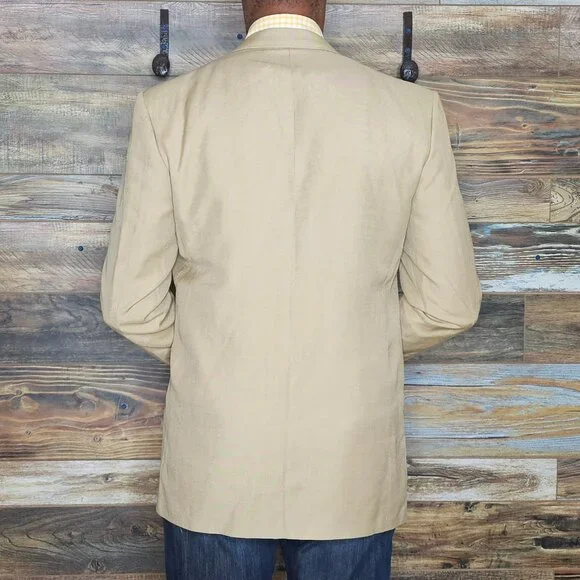 Vintage Pierre Cardin Wool Linen Beige Blazer Jacket 40R - Picture 8 of 11